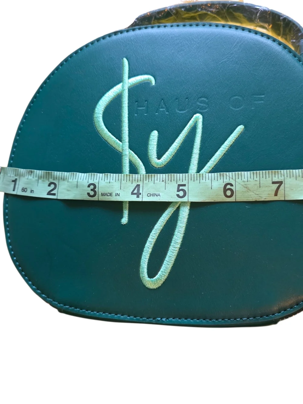 Haus of SY Signature Round Logo Bag Teal Crossbody Satchel Top Handle Purse NWOT